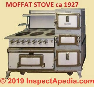 Moffat stove from 1927 (C) InspectApedia.com