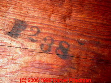 PHOTO of stencil numbers on wood framing indicating a Sears Kit House