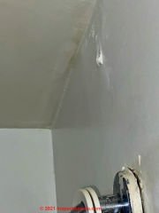 water damate at bath ceiling & wall (C) InspectApedia  Nancy M