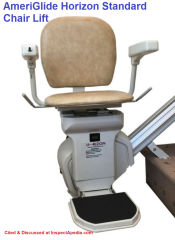 AmeriGlide Stair Lift, Horizon standard Model cited & discussed at InspectApedia.com