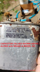 Old AC compressore capacitor terminals compared with new ones (C) InspectApedia.com StephenRetail