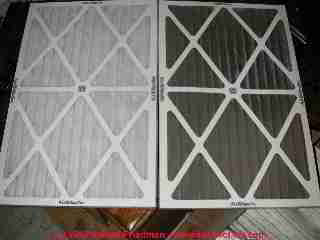 Photograph of a clean and a dirty air filter
