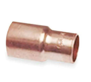 Nibco copper tubing or piping reducer can make transition between pipe sizes or diameters - cited & discussed at InspectApedia.com