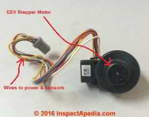 Electronic expansion valve (C) InspectApedia.com  - this device is sold online by http://www.partstown.com