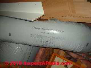 Photograph of  heat-deterioration of Goodman Gray Flex Duct in an attic