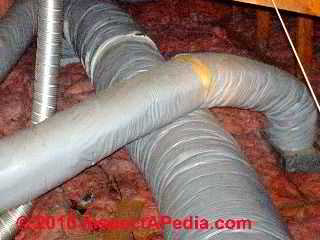 Photograph of  heat-deterioration of Goodman Gray Flex Duct in an attic