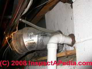 Duct air flow control damper lever (C) InspectAPedia.com
