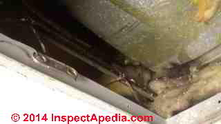 HVAC ducts lost insulation (C) InspectApedia