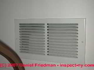 Photograph of an inadequate, mis-located single return air duct for a building apartment.