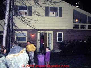 Evacuating King Drive during house fire (C) Daniel Friedman at InspectApedia.com