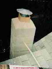 Rusty turbulator cap or turbine cap set atop a masonry chimney (C) Daniel Friedman