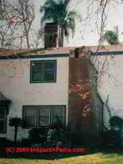 Photograph of a cracked chimney top crown and no cap installed.