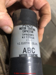 ABC motor capacitor replacement suggestions (C) InspectApedia.com