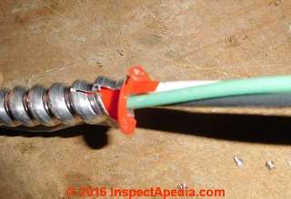 How to cut armored cable (AC) or BX flexible conduit or metal-clad (MC) Cables - NH Firebear (C) InspectApedia 