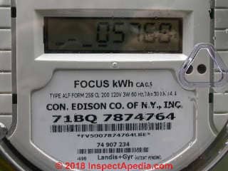 Con Edison digital electric meter (C) Daniel Friedman at InspectApedia.com