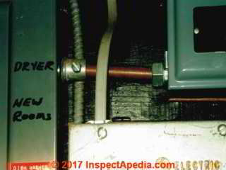 Copper water pipe electrical conduit (C) InspectApedia.com
