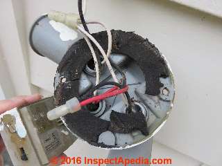 Damaged floodlight gasket allows leaks into the electrical wiring (C) Daniel Friedman