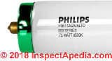 F96T12 center pin fluorescent bulb from Philips at Inspectapedia.com
