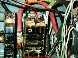 rust on screw connectors on circuit breakers (C) Daniel Friedman