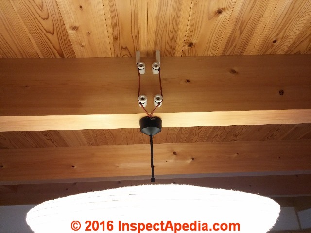 New knob and tube wiring for lighting in Japan (C) InspectApedia.com & lighting catalogs