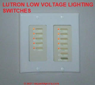 Lutron low voltage light system switch panel (C) InspectApedia.com Transue Larry