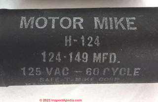 Safe-T-Mike capacitor data (C) InspectApedia.com DJF