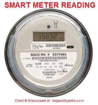 Georgia power SOCO smartmeter reading cited & discussed at InspectApedia.com