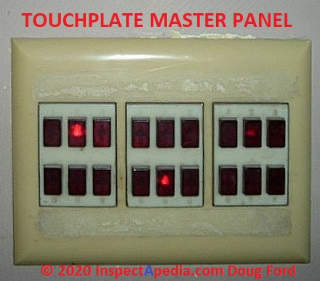 Touchplate low voltage switching master control panel (C) InspectApedia.com Doug Ford