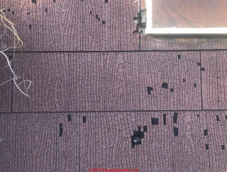 Asphalt-asbestos suspect shingle siding (C) InspectApedia.com Marina