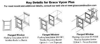 WR Grace Vycor Plus window flashing - at InspectApedia.com