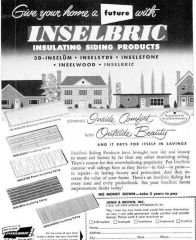 Inselbric siding advertisement in a 1940s Life Magazine issue cited & discussed at Inspectapedia.com