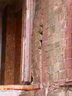 Bulged loose stone veneer Mills Mansion NY (C) D Friedman