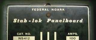 Federal No Ark electric panel label example (C) Daniel Friedman at InspectApedia.com