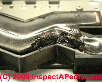 Burned main bus in an FPE Stab-Lok Panel - backside view