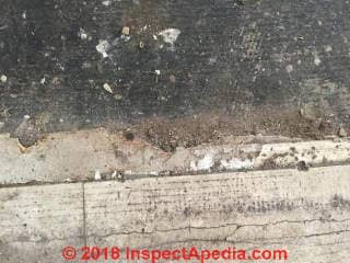 Vinyl asbestos floor in bad shape (C) InspectApedia.com RP Radack