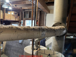 Possible asbesstos pipe insulation 1930s SanFrancisco home (C) InspectApedia.com Andrew