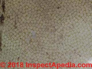 Asbestos-suspect sheet floorintg (C) InspectApedia.com Andrew Mason