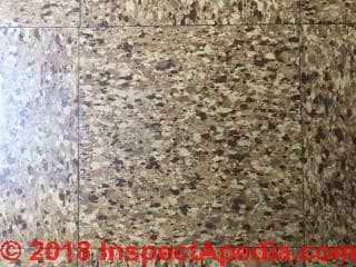 Cork pattern vinyl asbestos floor tile (C) InspectApedia.com Paul 