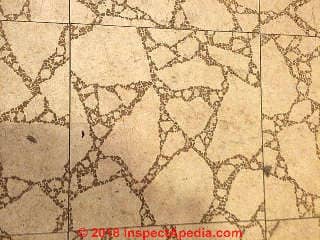 Caligula-like floor pattern, vinyl-asbestos floor tile (C) InspectApedia.com reader MW