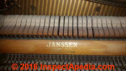 Possible asbestos in 1920's Janssen Piano (C) InspectApedia.com