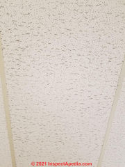 Johns Manville Firedike ceiling tile identificadtion imprint (C) InspectApedia.com Kim