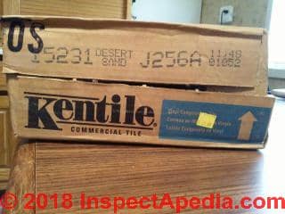 Kentile Desert Sand Flooring Packaging (C) InspectApedia.com Pat