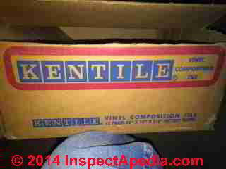Kentile Buckskin Pattern Floor Tile packaging photo (C) InspectApedia.com