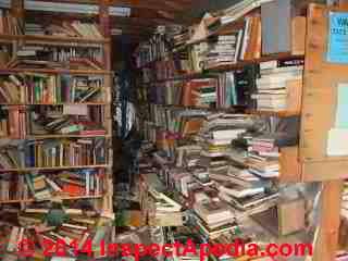 Book hoarding 40,000 volumes: fire & mold hazards (C) Daniel Friedman Mabbettsville NY 2013