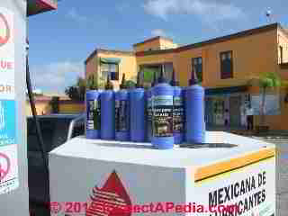 HDPE Plastic battery acid bottles, blue (C) Daniel Friedman