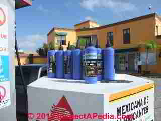 HDPE Plastic battery acid bottles, blue (C) Daniel Friedman