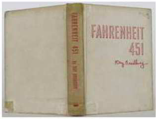 Ray Bradbury's Farenheit 451 with an asbestos cover at InspectApedia.copm 