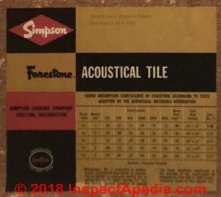 Simpson Fonestone ceiling tile asbestos question (C) InspectApedia.com Nussbaum