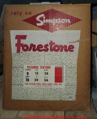 Simpson Forestone  Fissured Texture ceiling tiles packaging and labels (C) InspectApedia.com MWolf 