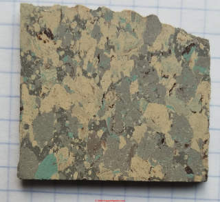 Gray tan and green vinyl asbestos floor tile installed in 1962 in a northern Minnesota home, tested for asbestos (C) Daniel Friedman EMSL